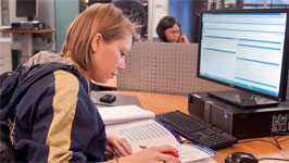 student working in computer lab